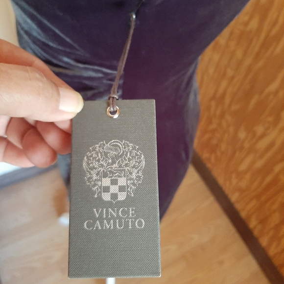 NWT Vince Camuto Gray Velvet Choker High Neck Sleeveless Formal Dress - Picture 3 of 7